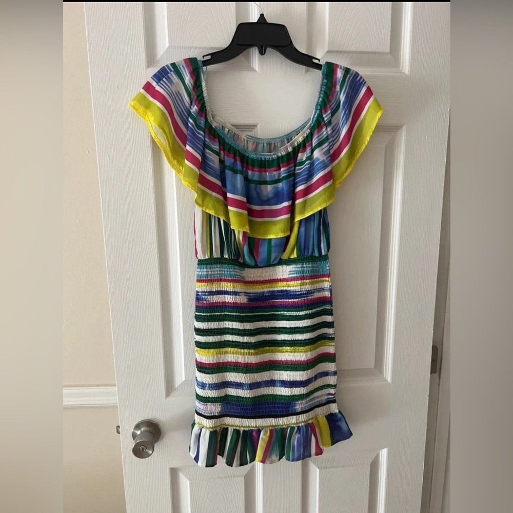 HER BOTTARI MULTICOLORE RUFFLE MINI DRESS - Picture 3 of 6